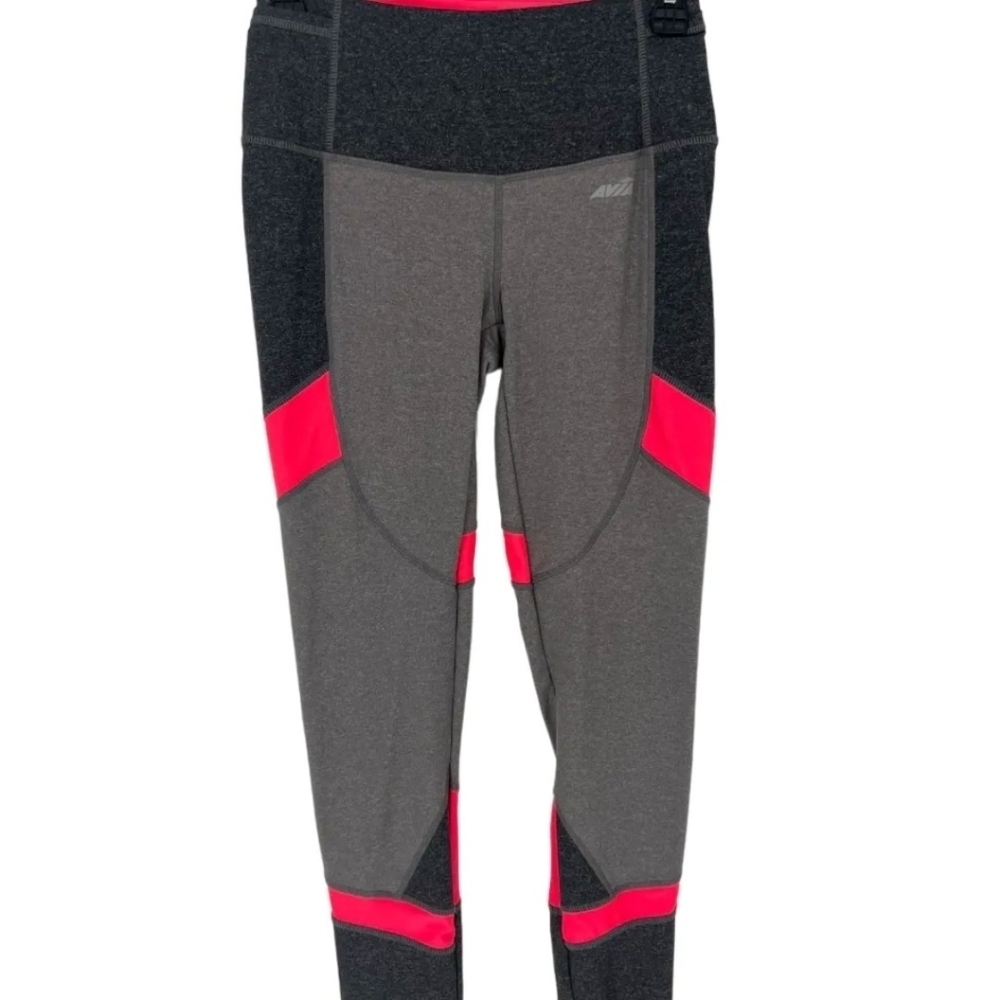 Avia Women's Workout Leggings XL Grey/Blk/Orange Athletics‎ Athleisure Sports